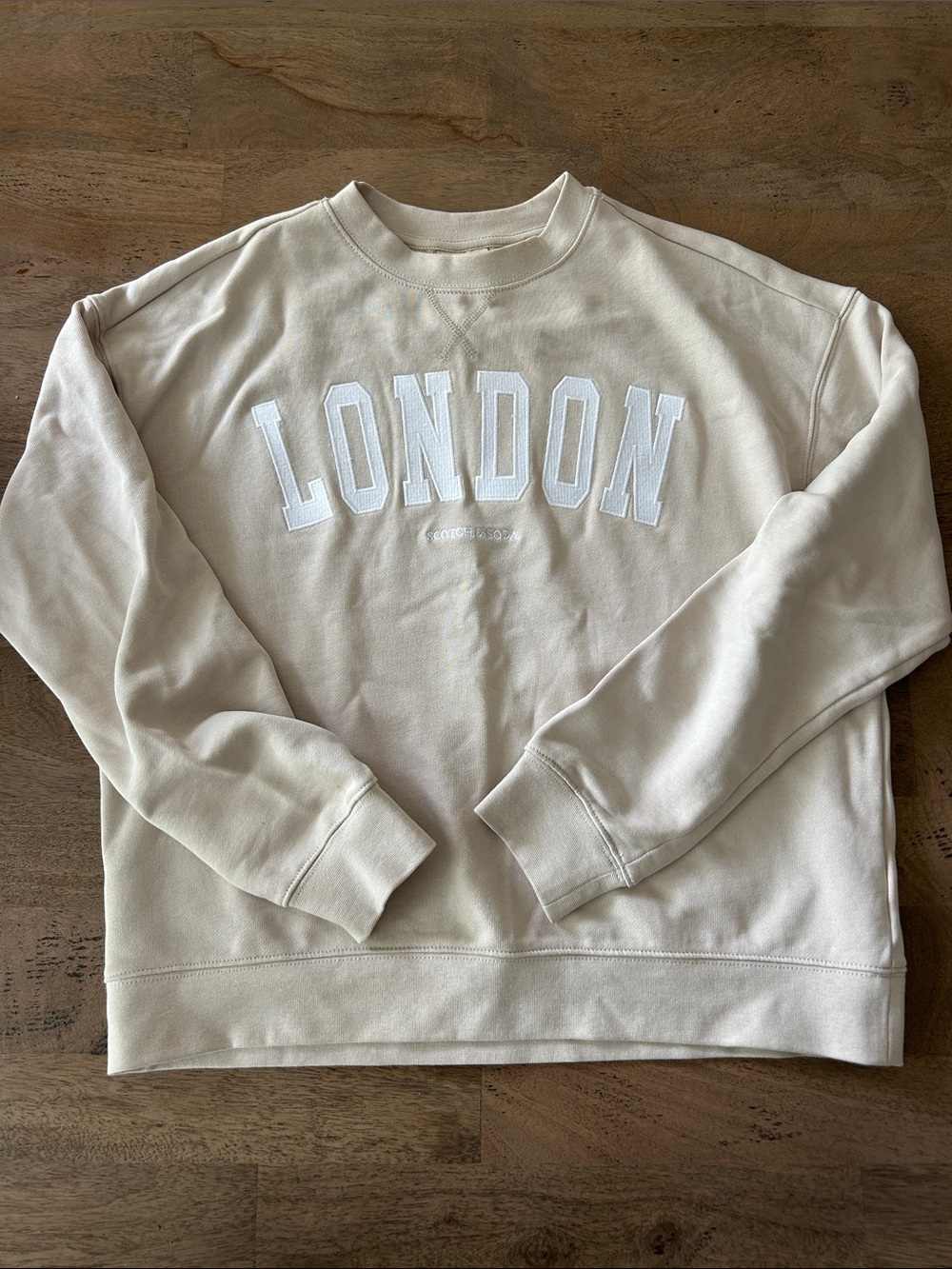 Scotch & Soda Cream 'LONDON' Embroidered Crewneck Sweatshirt